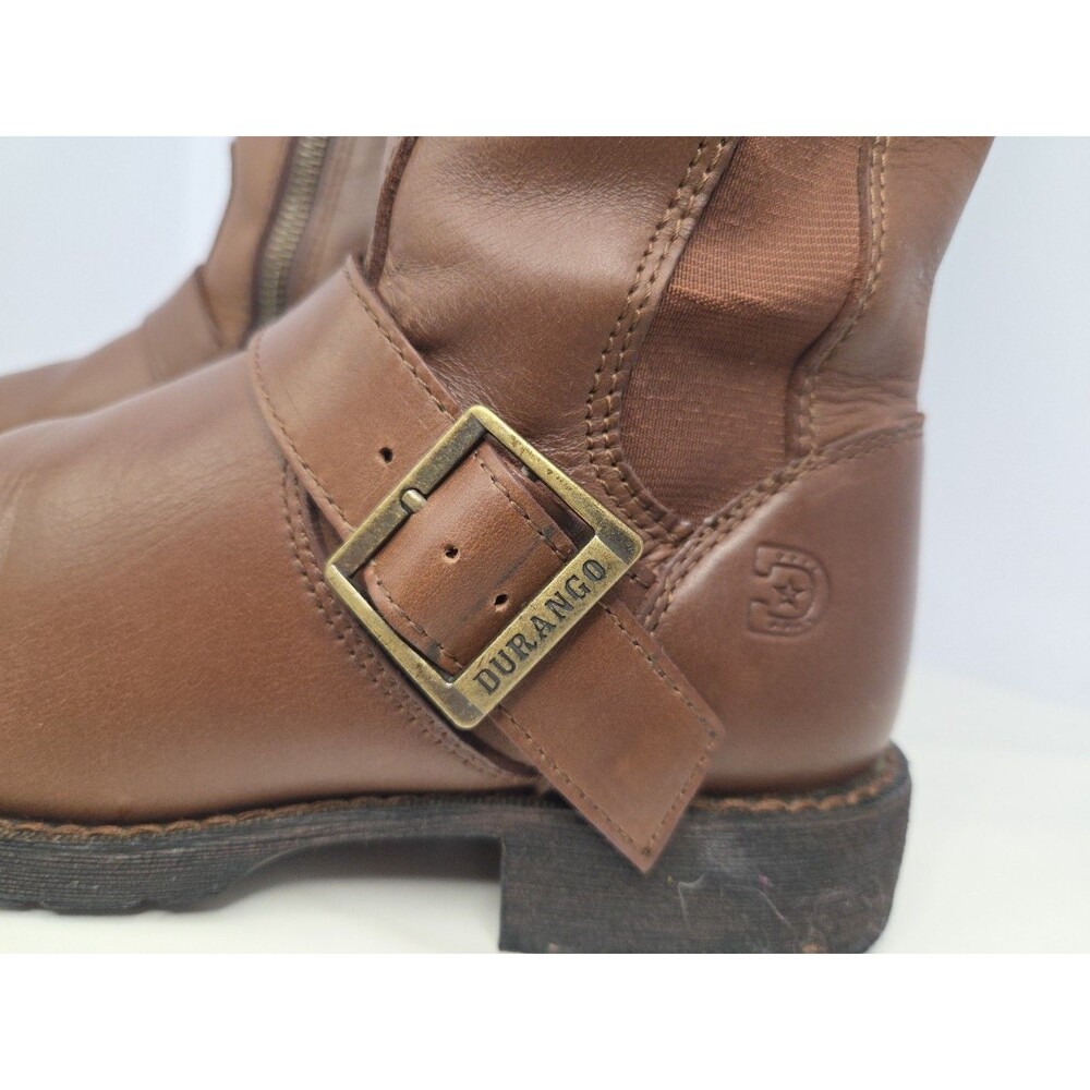 Durango 15" Riding Boots Chestnut 6 M Side Zip Buckle Detail Stretchy Calf Sock